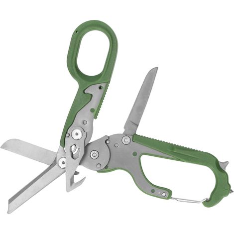 Ciseaux de secours pliables multifonctionnels, lames en acier 420HC, coupe rapide, outil de survie compact et portable pour trousse d'urgence. (1/5)