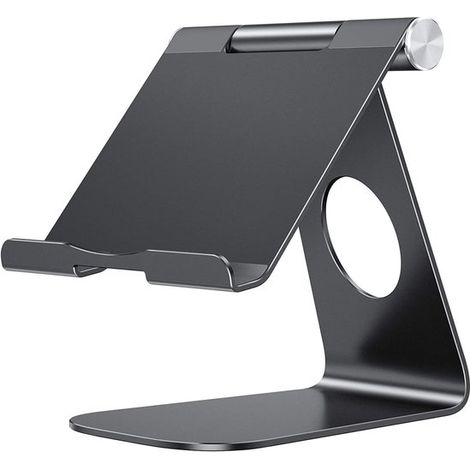 Soporte ajustable de aleación de aluminio para tabletas, compatible con iPad 10.9/10.2, iPad Pro 13/12.9/11, iPad Air 6/5/iPad Mini y otras tabletas, color negro. (1/5)