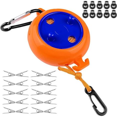 ALOVEZ 8M Corde a Linge Retractable avec 10 Boucles Fixes et 20 Pinces Coupe-Vent, Clothesline Exterieur Portable pour Drap de lit, Fil à Linge pour Jardin, Camping-Car, buanderie, Voyage (1/4)