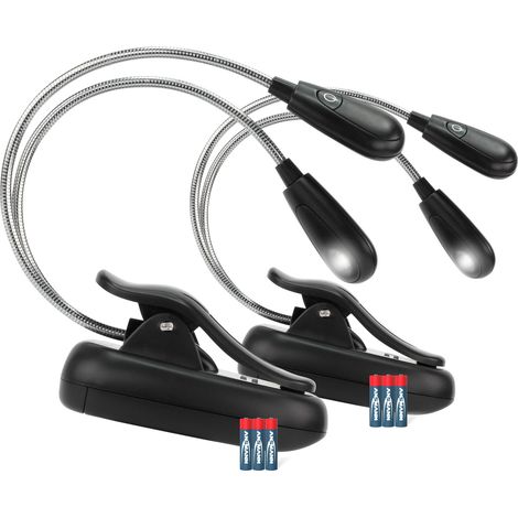 ANSMANN Flexible LED Leselampe batteriebetrieben, dimmbar, für Buch uvm. 2 Stk