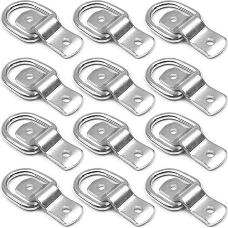 Paquet de 12 D-Ring Tie Downs,1-4 Pouces D-Anneaux D\'Ancrage Arrimage Anneau Pour Les Charges Sur Les Remorques Camions Poids (1/4)