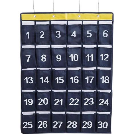 Pochette Organiseur Numérotée à Suspendre sur Porte Murale, Sac Rangement pour Salle Classe 30 Poches, Organisateur pour Support Téléphone Portable, Articles Divers, Placard à Suspendu avec 4 Crochets (1/4)