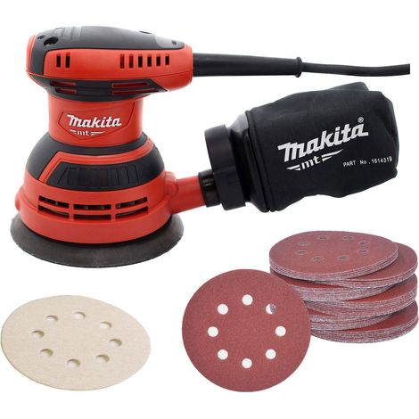 Makita M9204 125mm 5"" 240v Electric Random Orbital Sander Dust Bag + 51 Sheets (1/5)