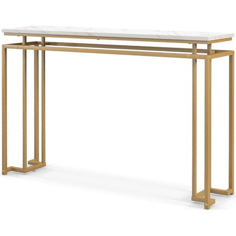 Console d'entrée design géométrique 120 x 30 x 80,5 cm avec sécurité anti-basculement et style moderne en MDF blanc