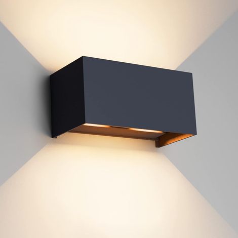 24W LED Wandleuchte Innen/Außen,3000K Außenlampe Außenleuchte , IP65 Wand UP Down,Außenwandleuchte Mit Einstellbar Abstrahlwinkel Warmweiß,Anthrazit