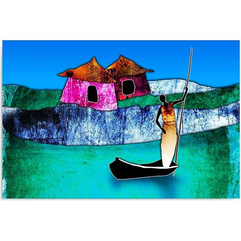 Tableau dame sur le bateau - 50 x 40 cm (1/5)