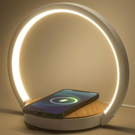 Lampe de Chevet Tactile LED à Poser - LANGTU - 3 Niveaux de Luminosité - Chargeur Induction (1/4)