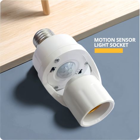 Douille lumineuse à détecteur de mouvement PIR, adaptateur pour ampoule à vis E27 avec commande automatique marche/arrêt réglable pour veilleuse, éclairage de garage, Su (1/5)
