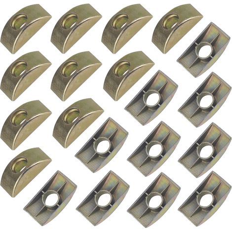 Lot de 20 connecteurs d'écrous pour meubles demi-lune, rondelles entretoises en alliage de zinc Diamètre du trou d'écrou demi-lune 8 mm Utilisé pour les meubles avec fentes arrondies (1/5)