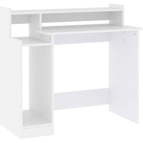 vidaXL Desk with LED Lights White 97x45x90 cm Engineered Wood (1/5)
