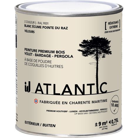 Peinture bois extérieurs - RAL 9001 Blanc écume pointe du raz - 750ML - ATLANTIC (1/3)
