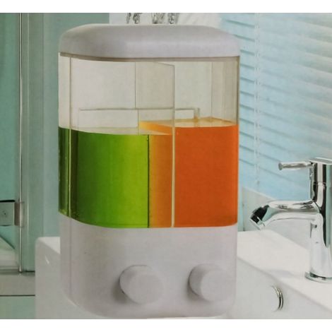 Double Distributeur De Savon Liquide 760ml Distributeur Mural Salle De Bain (1/2)
