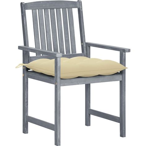 Chaises de jardin et coussins lot de 8 Chaises d'extérieur Bois acacia solide Gris (1/5)