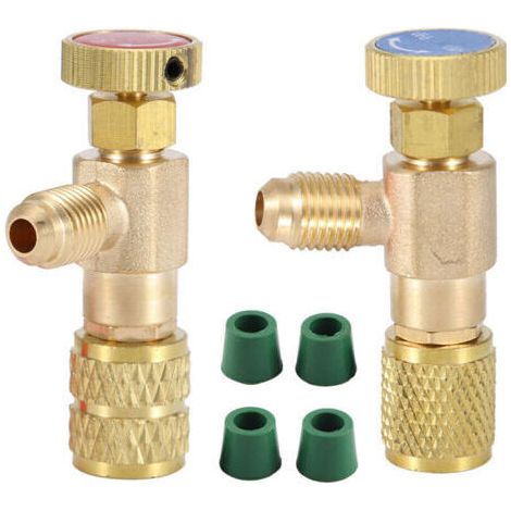 Lot de 2 soupapes de sécurité pour liquide réfrigérant R410A R22, adaptateur de sécurité 1/4" (1/3)