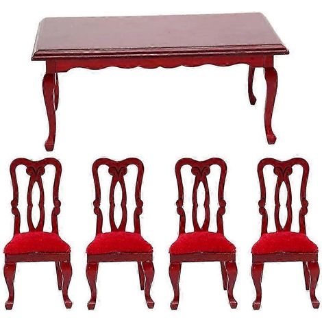 Un ensemble d'accessoires de décoration pour mini-maison, une table et des chaises miniatures à l'échelle 1/12 (1/5)