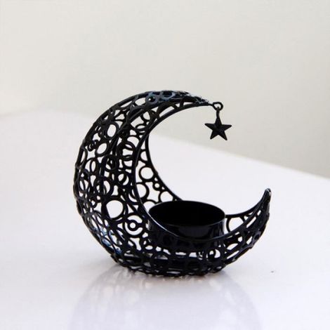 Chandelier - Forme De Lune - Métal - Noir - Intérieur - 1 Pièce (1/4)