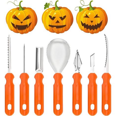 Kit de sculpture de citrouilles – Outils de sculpture en acier inoxydable – Couteaux à sculpter soi-même – Pour enfants et adultes – Facile et sûr – Kit de 7 pièces (1/5)