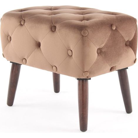 Pouf imbottito Piano in velluto rosa antico stile Chesterfield (1/3)