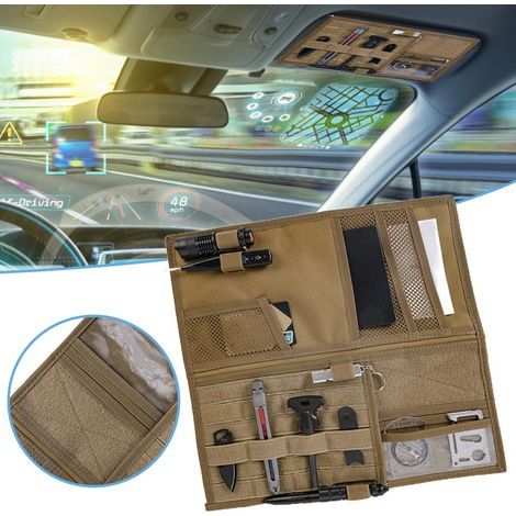 Organisateur de panneau de visière de voiture, pochette de rangement de pare-soleil, lunettes de soleil durables réglables (1/5)