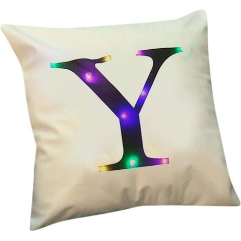 18x18 pouces LED couleur Glitter velours lettre housse de coussin taie d'oreiller Bar Party (blanc, y) (1/5)