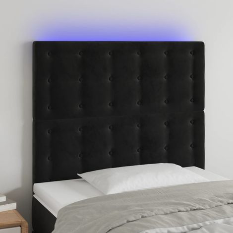 Tête de lit à LED Panneau de lit pour Lit adult Décoration murale Noir 80x5x118/128 cm Velours RJYKXR478559 (1/5)