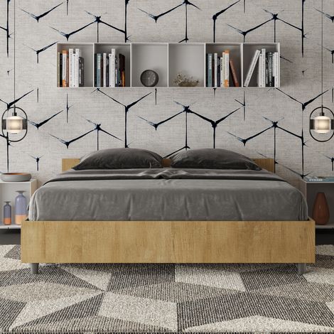 Letto matrimoniale con rete 160x190 quercia Nuamo (1/4)
