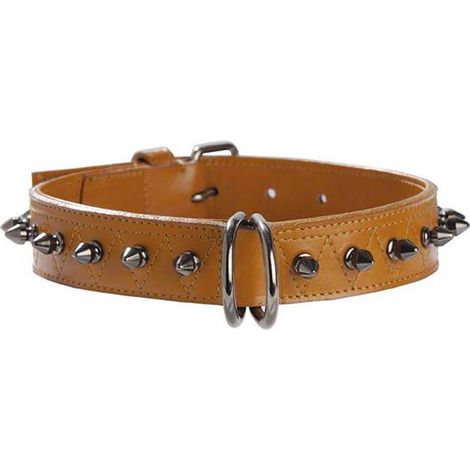 Collare beige 30 x 1,8 cm: Collare in similpelle beige con borchiette metalliche Hercule Bobby per cani