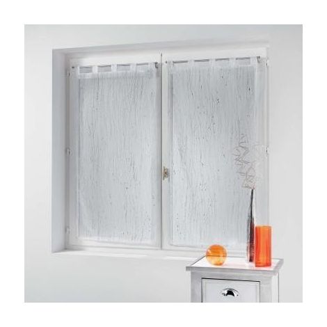 Paire droite passants 2 x 60 x 160 cm voile sable applique filiane Blanc (1/3)
