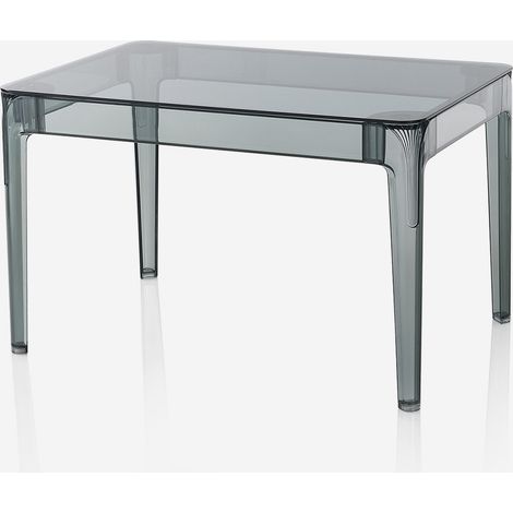 Tavolo da pranzo in vetro e policarbonato120x80 Danubio - Grigio Fumé