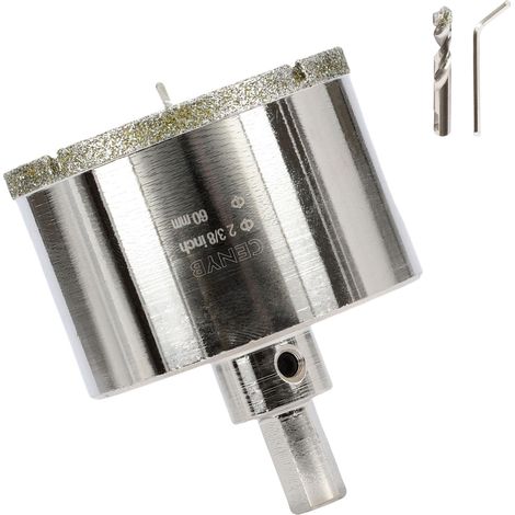 2-3/8 Pouces 60mm scie cloche carrelage foret diamant carrelage avec foret de centrage Revêtue de diamant Adaptée pour,Verre, Marbre, Porcelaine et Céramique (1/5)