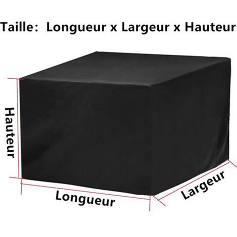 1 housse de table de jardin 210D (noir) protection meuble extérieur 210 x 110 x 70 cm en polyester Oxford imperméable anti-vent anti-UV pour table rectangulaire (1/4)