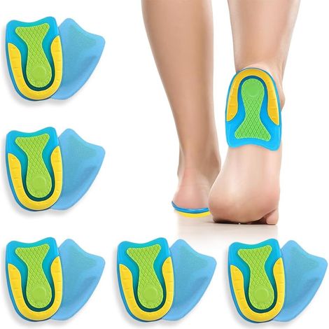 Talonnettes en Gel, 5 Paires Talonnette Epine Calcaneenne Talonnettes en Gel de Silicone Soulage Douleurs Pieds Semelle Talon pour Fasciite Plantaire, Douleurs au Talon d'Achille (L) (1/5)