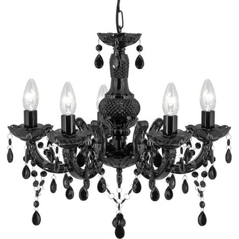 [GEBRAUCHT] B-Ware Searchlight Kronleuchter Marie Therese Deckenlampe Deckenlicht schwarz 5-flammig (1/2)