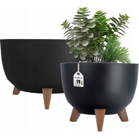 KADAX Blumentopf set, runde Blumenschale, 29 cm + 40 cm, Schwarz