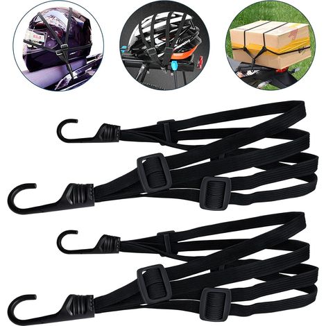 2 cordons élastiques avec crochets, sangles bagages pour vélo et moto, fixation sécurisée (60cm) (1/5)