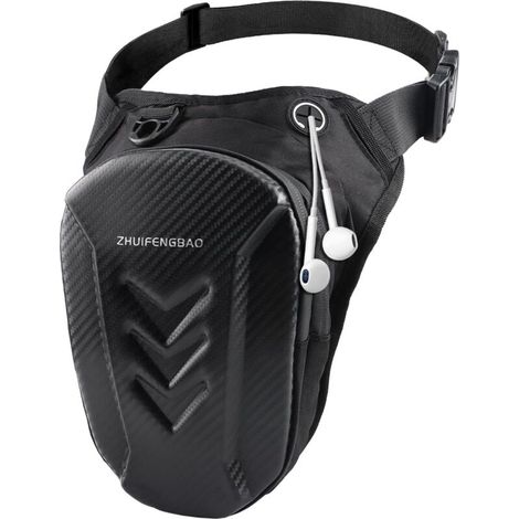 Sacoche de Jambe Moto, Sac de Jambe Tactique Imperméable, Multifonctionnel Sacoche de Cuisse Moto pour Moto, Cyclisme, Randonnée, Pêche (Noir) (1/5)