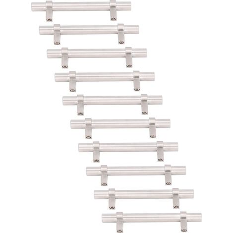 10 poignées de meuble en acier inoxydable 201, creuses, design moderne, durables, haute dureté, poignées de tiroir métalliques largement utilisées (1/5)