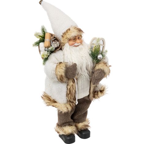Père Noël en fourrure sherpa blanche et beige H 45 cm - Feeric Christmas (1/2)