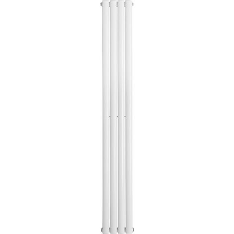 Warmehaus Vertical Oval Panel Single Radiator White 1800 x 237mm (1/5)