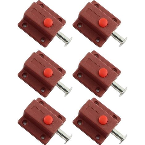 Lot de 6 verrous de sécurité coulissants à bouton-poussoir en plastique ABS avec ressort (1/4)