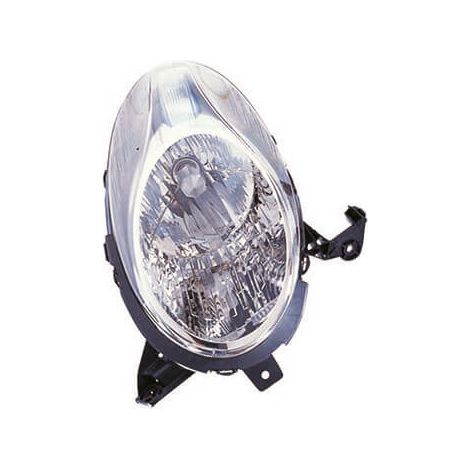 Phare avant gauche H4 noire/chromée Nissan Micra K12 phase 3 2007-2010