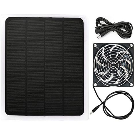 Kit de ventilateur de panneau solaire, kit de ventilateur à énergie solaire étanche 10 W, ventilateur d'extraction solaire extérieur pour serre, poulailler, abri, maison pour animaux de compagnie (1/5)