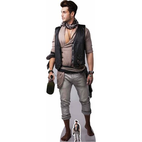 Figurine en carton Pirate Homme avec bouteille de rhum 180 cm