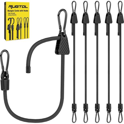 Spanngummis mit Karabiner 6er Set, verstellbar 18-60cm, schwarz (1/5)