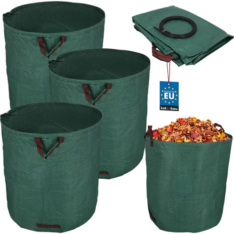 Cesta de jardín para hojas y césped, redonda, plegable, grande, 635 L, juego de 3