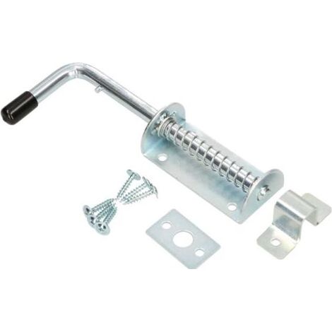 ® Boulon à ressort Boulon de porte Boulon Grendel Argent Antirouille Poignée en caoutchouc Résistant aux intempéries Avec ressort Boulon de porte Coulissant Portes Portails Galvanisé (1/5)
