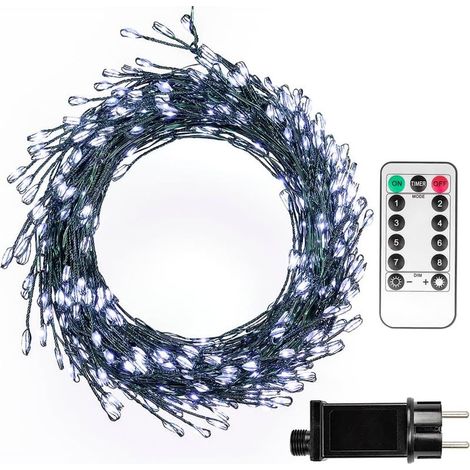 Guirlande Lumineuse Feu d’Artifice 10m 300 LEDs Blanc Froid avec Prise pour Intérieur Fil Argenté Lumières Fées LED avec Télécommande pour Sapin de Noël, Plantes, Chambre, Jardin, Patio (1/5)