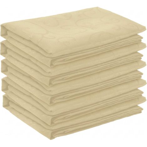 Tissu de Table 5 pc Rond Crème blanc Ø 140 cm vidaXL (1/5)