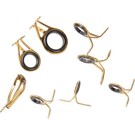 Kit de réparation pour canne à pêche (8 pièces), anneaux de canne en acier inoxydable, bague en céramique, anneau de rechange, 8 tailles (1/5)