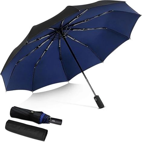 Parapluie pliant automatique, ouverture et fermeture automatiques, protection solaire UV, résistant au vent, imperméable.-AquaForge (1/5)